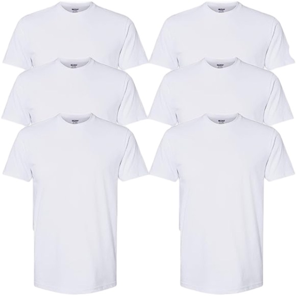 6 NWOT Gildan Men’s Tee Shirts - Picture 2 of 3